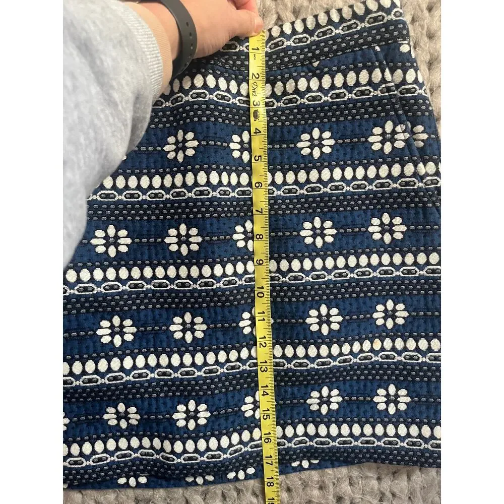 J.Crew skirt jacquard floral blue and black size 10